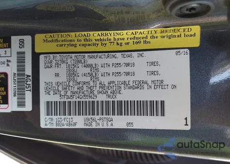 2016 Toyota Tundra Sr5 5.7L V8 from USA, damaged, VIN 5TFDW5F14GX559629